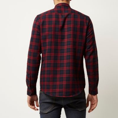 Red check flannel Western shirt